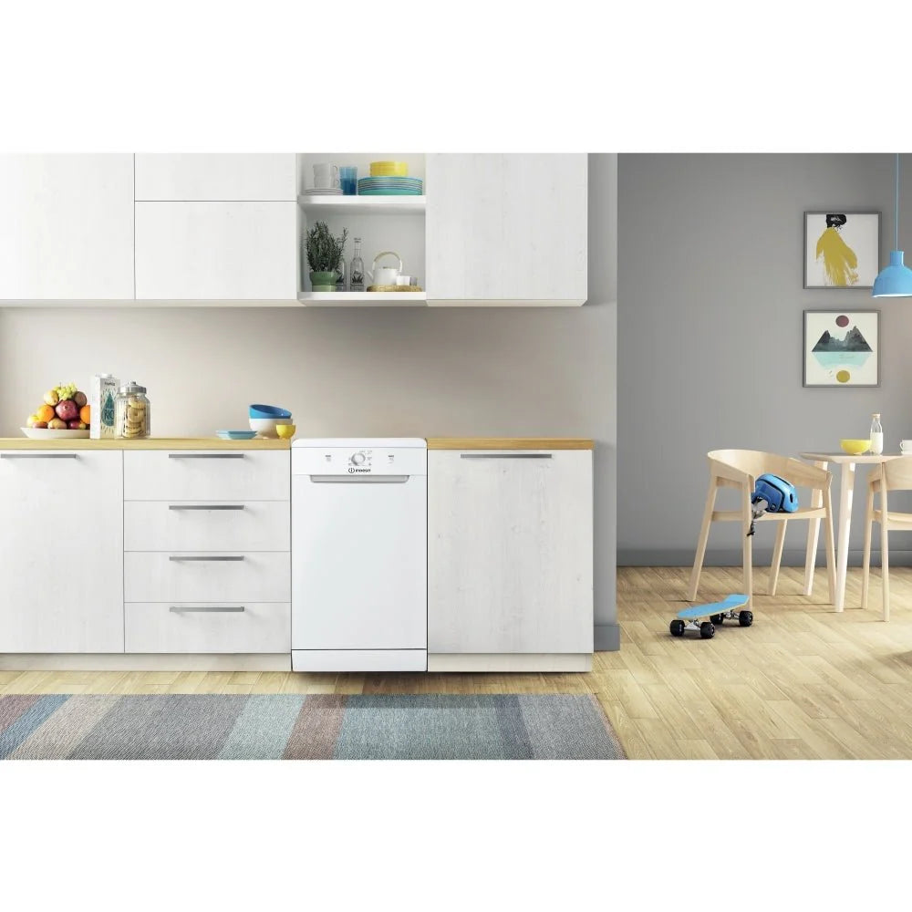 Indesit DF9E1B10UK 45cm Slimline 9 Place Settings Dishwasher, White