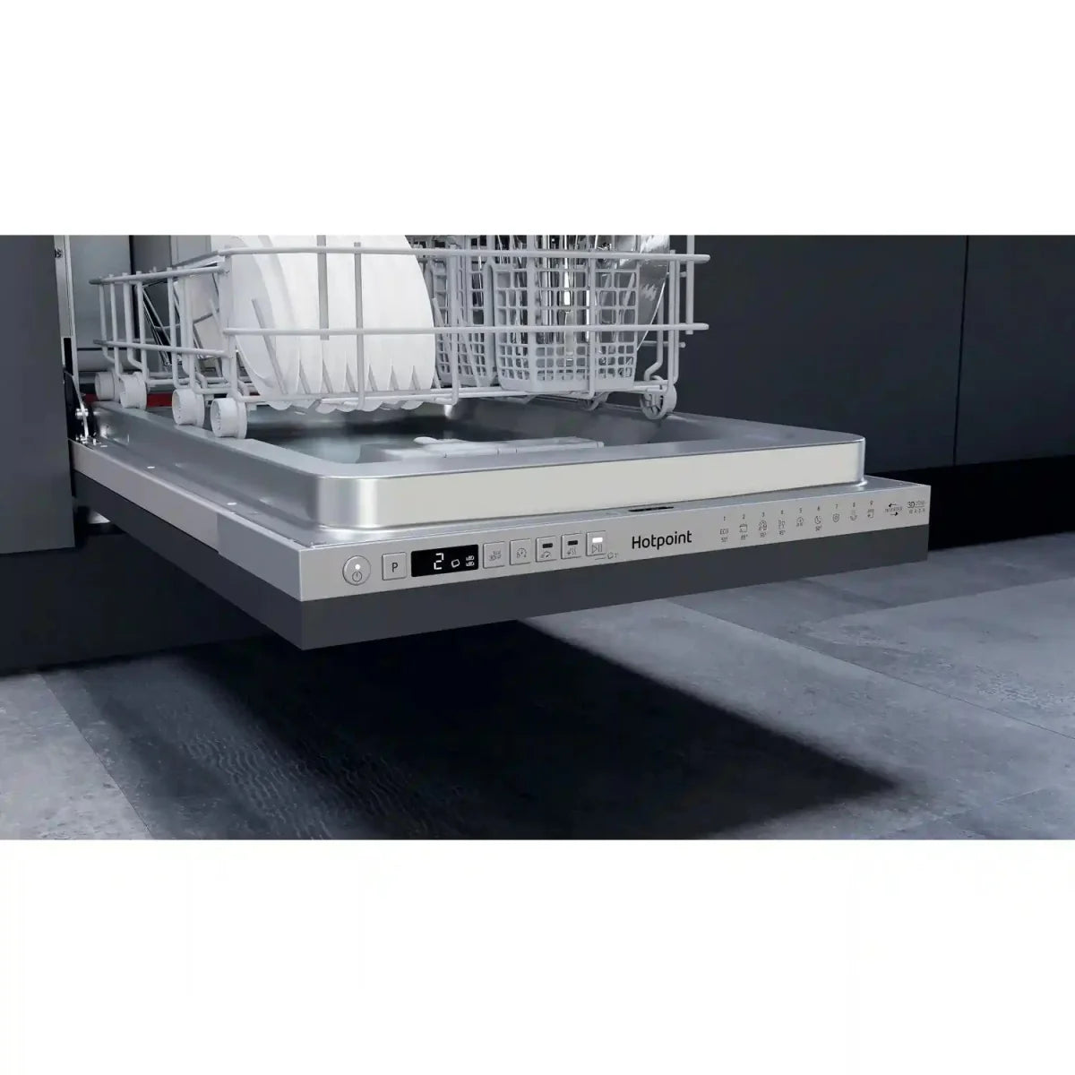 Hotpoint HSIO3T223WCE 45cm Fully Integrated Slimline Dishwasher, 10 Place