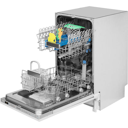Indesit DSIO3T224EZUK Fully Integrated Slimline Dishwasher - Silver Control Panel with Fixed Door Fixing Kit - A++ Rated