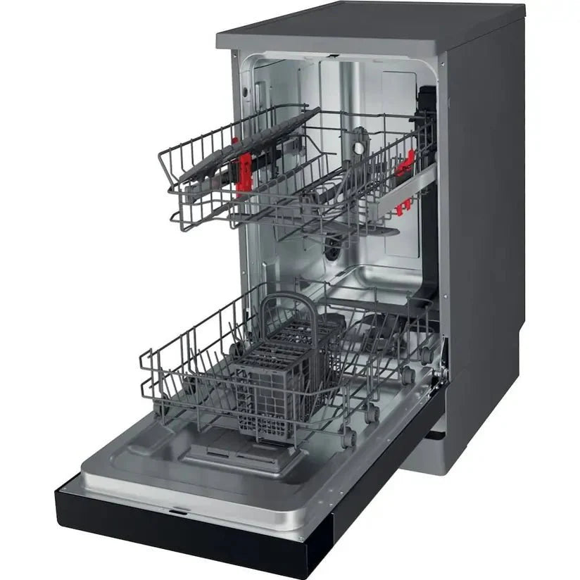Whirlpool WF9E2B19XUK Slimline 9 Place Setting Freestanding Dishwasher, Stainless steel